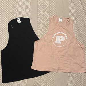 PINK Victoria's Secret Black and Pink workout Tank Tops
